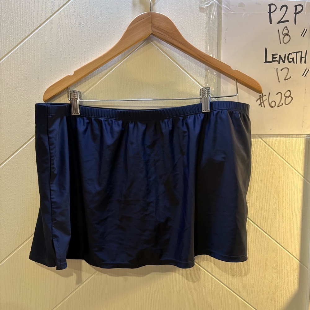 Christina Blue Navy Swim Skirt Bikini Bottom Mid Rise Modest‎ Beach Vacation 16